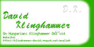 david klinghammer business card